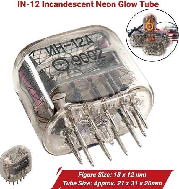 TOOLTOP IN-12 Glühneon-Röhrenuhr im Nixie-Stil mit Kaltkathoden-Digitalanzeige in Transparent - Bild 1