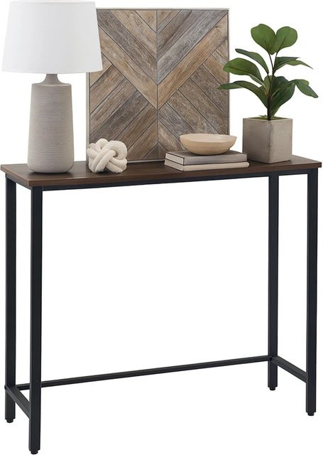 Relaxdays Konsolentisch im Industrial Style aus MDF und Eisen, Dunkelbraun/Schwarz, B/T/H: 75 x 24 x 75 cm - Bild 1