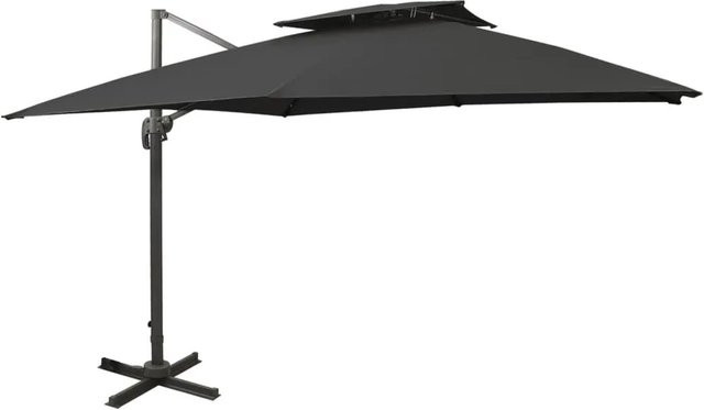 DELUKE Ampelschirm LOTI Rechteckig Schwarz mit UV-Schutz und Kurbelsystem, Breite: 300 cm, Höhe: 258 cm - Bild 1