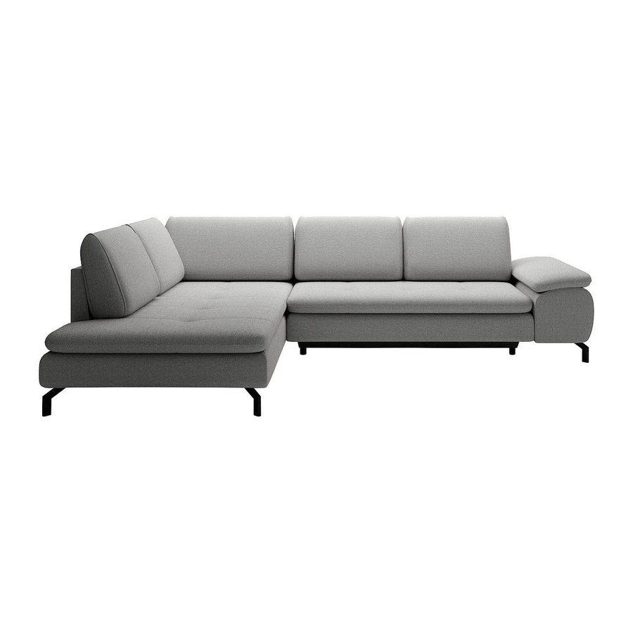 Vente-unique Schlafsofa Archibald in Grau mit L-Form und Strukturstoff - Bild 2