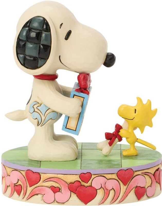 Jim Shore Snoopy und Woodstock Figur aus Kunstharz in Weiß, Dekoration mit floralem Design, H x B x T: 13,4 x 10,9 x 7,4 cm - Bild 1