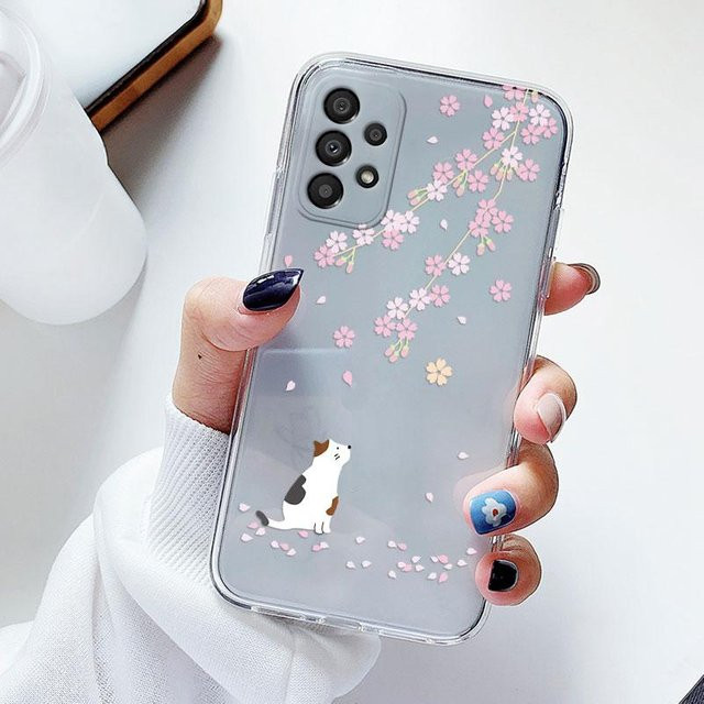 Florale Silikon Handyhülle für Samsung Galaxy A53 5G, A33 und A73 in Transparent mit Blumenmuster aus weichem TPU - Bild 1