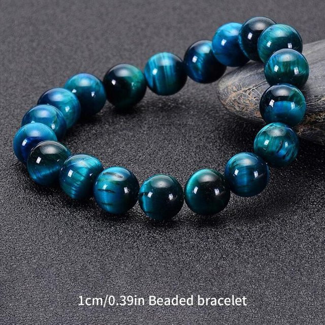 Perlenarmband, blauer Tigerauge-Stein, Perle, Unisex - Bild 1