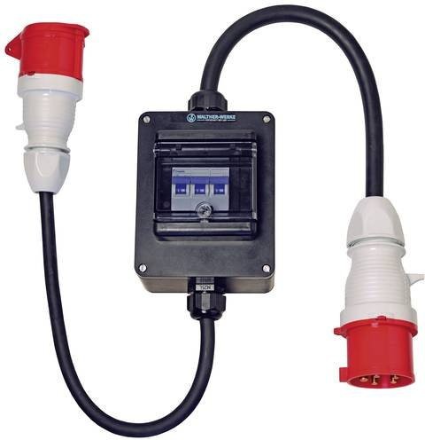 Walther Werke CEE Adapterkabel 32 A 5polig 400 V H07RN-F 64Z1101 Schwarz-Rot IP44 - Bild 1