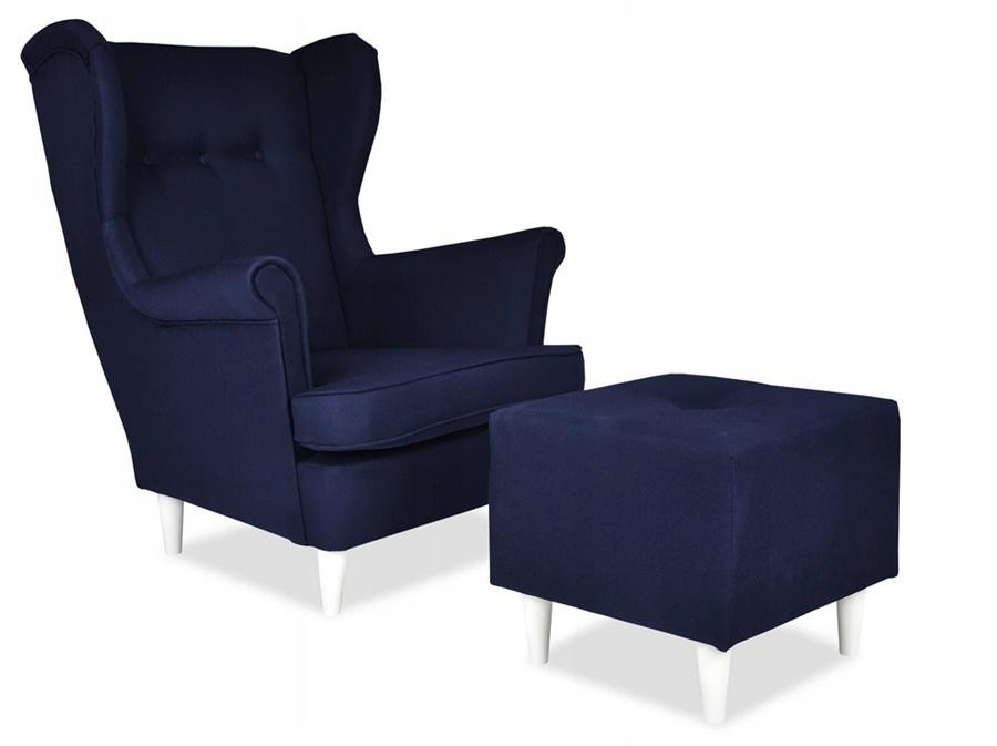 Sessel ARI von Family Meble im skandinavischen Design, dunkelblau Jeans-Stoff mit Buchenholz - Bild 4