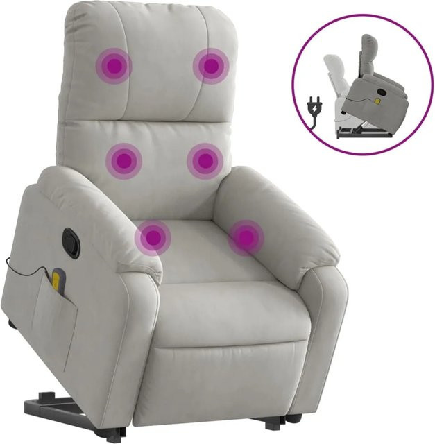 vidaXL Massagesessel mit Aufstehhilfe in Hellgrau aus Mikrofasergewebe - Bild 1