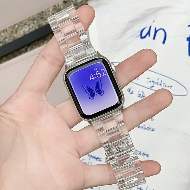 Uhrenarmband Transparentes Gliederarmband, Kunststoff, Weiß, Unisex - Bild 1