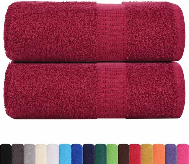 vidaXL Gästetücher 2er-Set aus 100% Baumwolle in Bordeauxrot, B/H: 30 x 50 cm, 360 g/m² - Bild 1