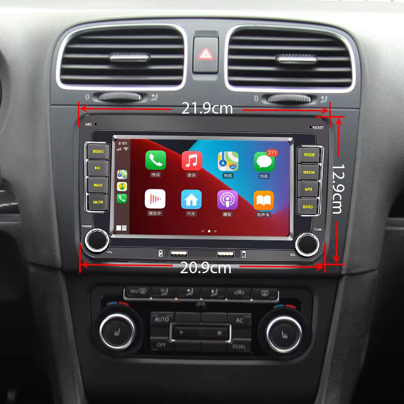 PHYEE Android-Radio 7 Zoll 2 DIN mit kabellosem CarPlay und Android Auto, DAB+ RDS, Bluetooth, GPS, 2 GB RAM, 32 GB Speicher, Schwarz, passend für VW PQ35 Golf 5/6 Jetta Touran - Bild 4
