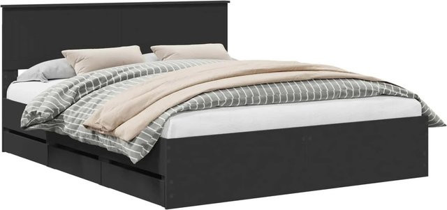 vidaXL Bettrahmen mit Schubladen in Schwarz, modern, aus Holzwerkstoff, B: 160 cm, T: 200 cm, H: 90 cm - Bild 1