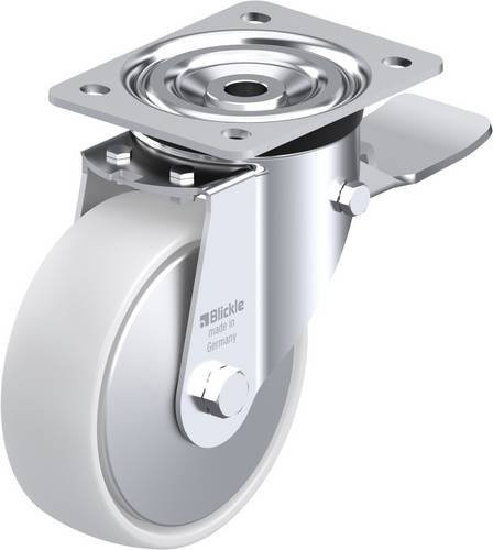 Blickle Lenkrolle L-PO 150R-ST-FA mit Feststeller, Rad-Durchmesser: 15 cm, Tragfähigkeit: 400 kg, Farbe: Weiß - Bild 1