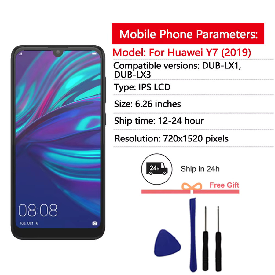 Huawei Y7 2019 DUB-LX1 DUB-LX3 LCD Display Ersatz mit 6,26 Zoll Touchscreen Digitizer in Schwarz - Bild 2