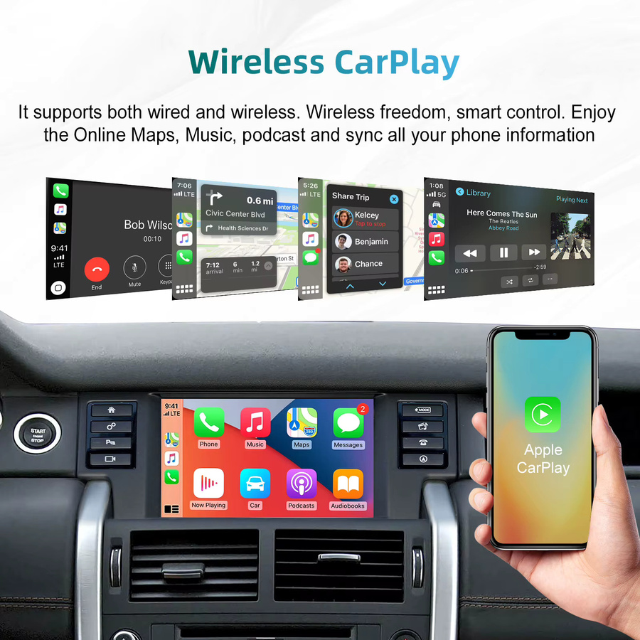 LEXXSON Drahtlose CarPlay und Android Auto Retrofit Kit Decoder Box für Land Rover Evoque und Discovery 5, Schwarz - Bild 4