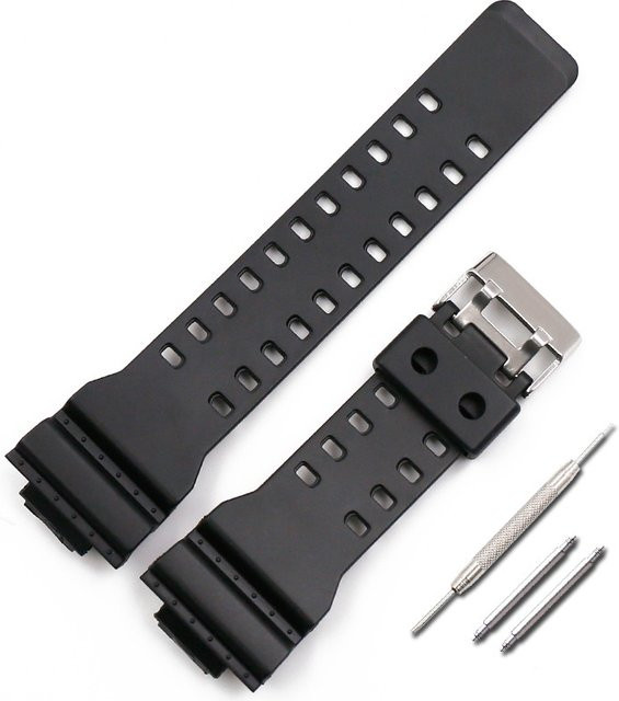 JBAILI Uhrenarmband, Kunststoff, Schwarz, Edelstahl, Unisex - Bild 1