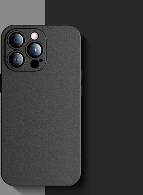 GJMY Silikon Schutzhülle in Schwarz für iPhone 15, 14, 13 Pro Max und 15 Plus mit mattierter Rückseite und ultradünnem Design - Bild 1
