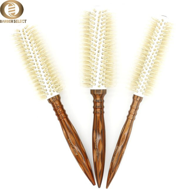 3-Größen Salon-Haar-Locken-Bürste, antistatische Rundbürste aus Bambus und Nylon - Bild 1