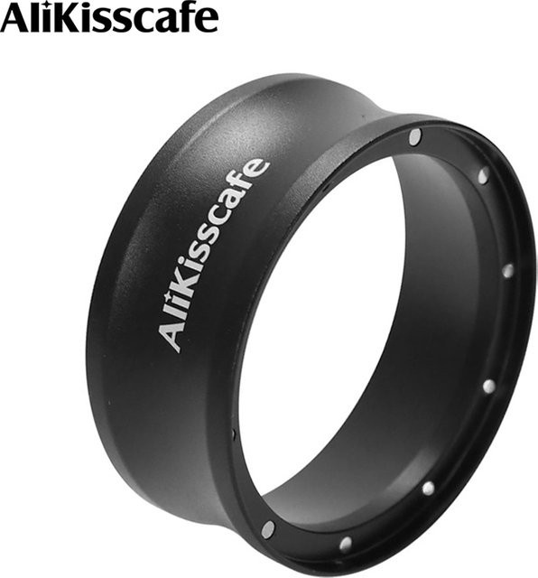 AliKisscafe Espresso Dosiertrichter mit Magnet für DeLonghi und Breville Siebträger, Edelstahl, Schwarz, Durchmesser: 51 mm, 54 mm oder 58 mm - Bild 1