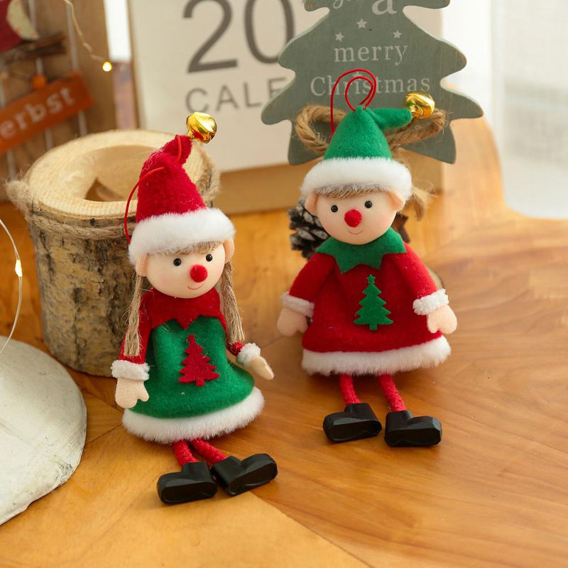 2er-Set CosyHome Weihnachts-Elfen als Plüschfiguren, mehrfarbige Hängeornamente aus Textil für die Weihnachtsdekoration - Bild 3