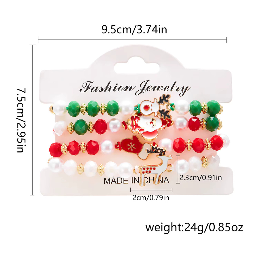 Armband Damen, Keramik, Bunt, Perle, Elch-Weihnachtsmann - Bild 4