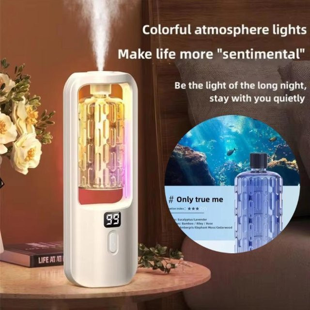 Oudun Automatischer Aromadiffusor mit Ultraschall-Technik und buntem Licht, Weiß - Bild 1