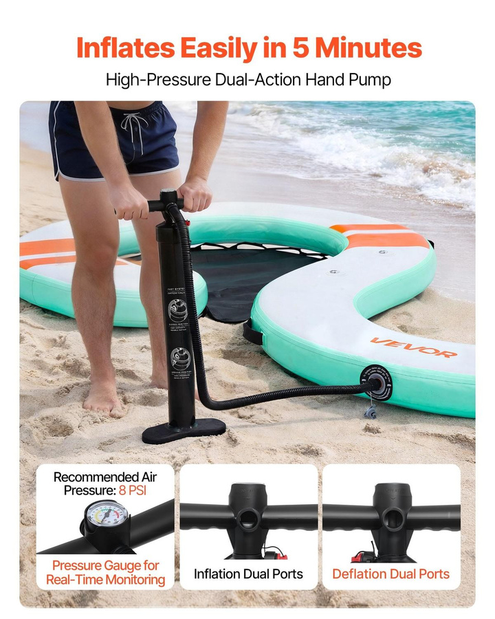 Buying Solutions MB Aufblasbarer schwimmender Steg mit Leiter und Tragetasche, B/L: 4,57 x 1,83 m, Mehrfarbig - Bild 5