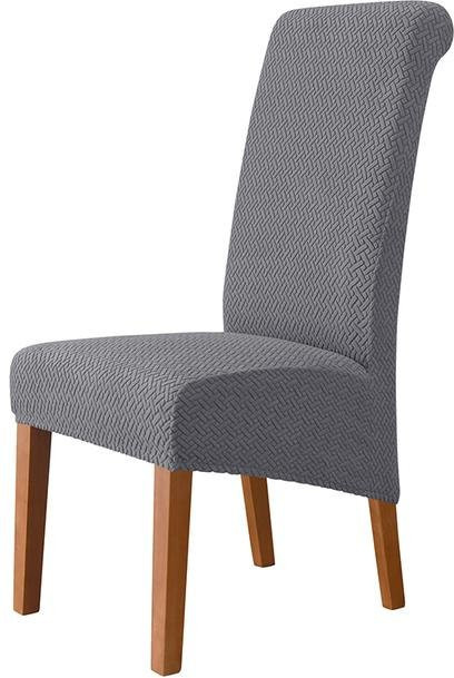 Waschbare Stuhlhussen mit hoher Rückenlehne aus Jacquard-Stretch-Spandex in Weiß für Esszimmer und Hotel, XL Größe (60-75 cm) - Bild 1