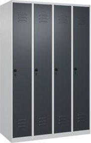 C+P Spind Classic PLUS Garderobenschrank mit 4 Abteilen in Lichtgrau und Anthrazitgrau, H x B x T: 185 x 120 x 50 cm - Bild 1