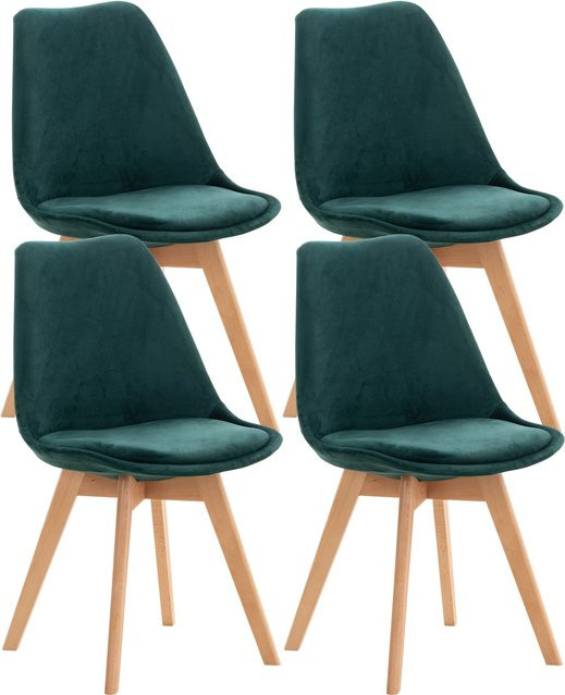 CLP Esszimmerstuhl 4er Set Linares gepolstert mit Buchenholzgestell im skandinavischen Design - Bild 1