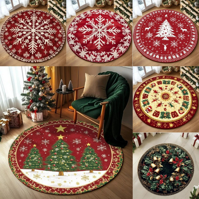 Vikama Vintage-Blume Rund Teppich aus Kristall-Samt als rutschfeste Bodenmatte für Wohnzimmer und Schlafzimmer - Bild 1