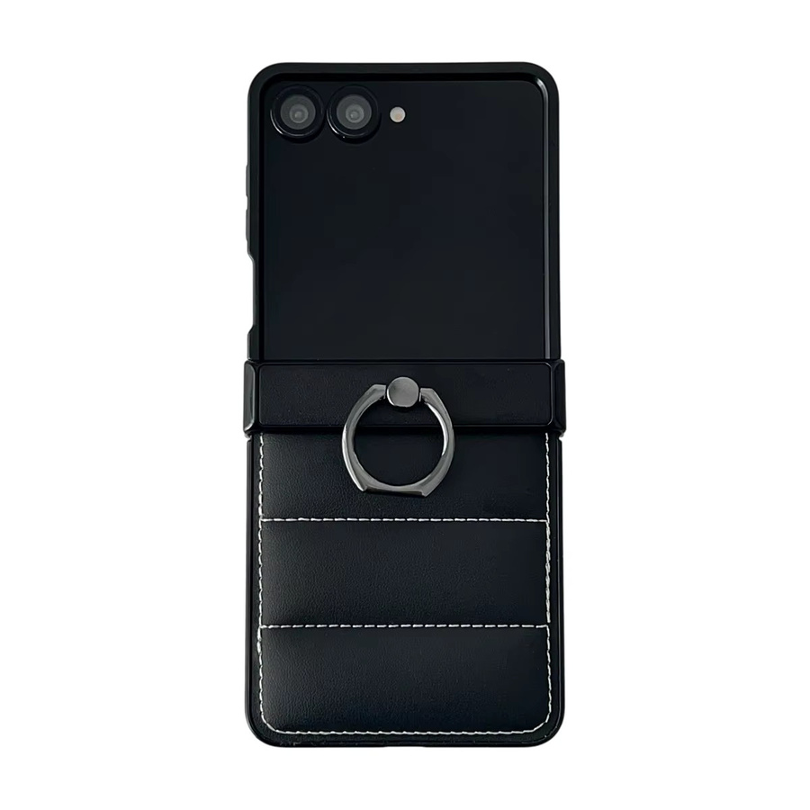 Leder Daunenjacke Handyhülle für Samsung Galaxy Z Flip7 Flip6 Flip5 Flip4 mit Ringhalter und Scharnierschutz in Grün - Bild 5