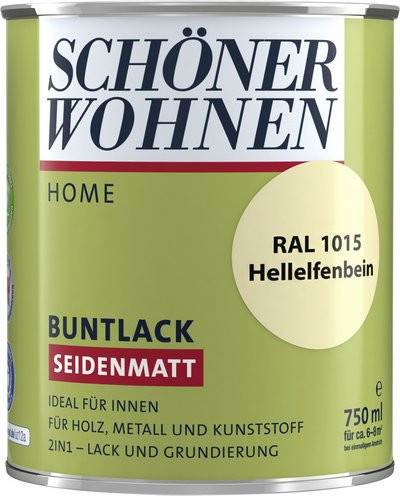 Schöner Wohnen DurAcryl Wasserbasierter Buntlack Seidenmatt in Hellelfenbein Beige 0,75 l - Bild 1