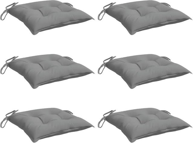 6er Set vidaXL Stuhlkissen aus Oxford-Gewebe in Grau, B/T/H: 50 x 50 x 7 cm, wasserabweisend und atmungsaktiv - Bild 1