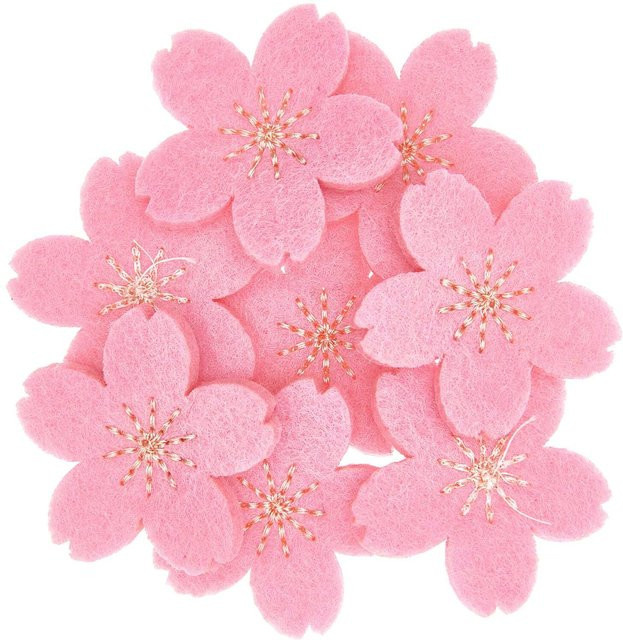 Rico Design Filzstreu Kirschblüten in Pink-Gold, 8 Stück, Durchmesser: 3,5 cm - Bild 1