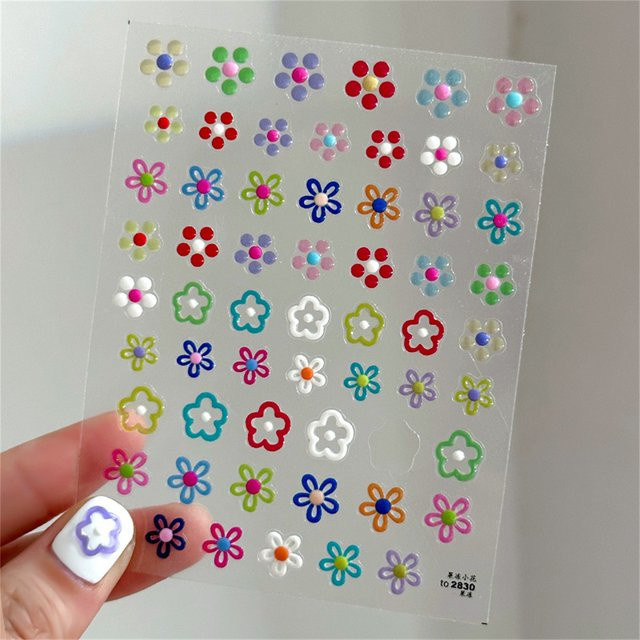Rhstoe Nail Art Aufkleber, Bunte Blume, Glänzend, Unisex - Bild 1