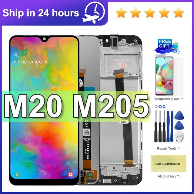 Samsung Galaxy M20 2019 LCD Display Touchscreen Digitizer Montage in Schwarz 6,3 Zoll für SM-M205 M205F M205G/DS - Bild 1