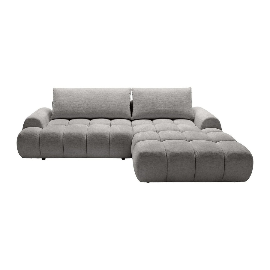 Vente-unique Schlafsofa Farneta in Grau mit L-Form und gestepptem Effekt, Breite: 280 cm - Bild 2
