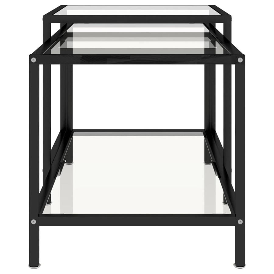 vidaXL Beistelltisch Set aus 2 Stück im Industrie-Stil aus Hartglas und Stahl, Transparent, B/T/H: 45 x 45 x 45 cm - Bild 6