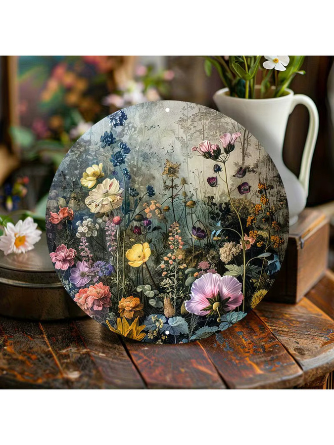 Rundes Metallschild Potdemiel mit floralem Grafikdesign in Mehrfarbig, Durchmesser: 20 cm - Bild 5