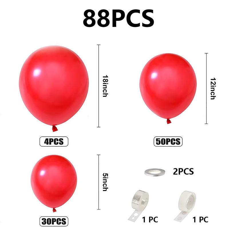 88-teiliges Latex-Ballon-Set in Rot für Ballonbögen, ideal für Geburtstag und Hochzeit - Bild 2