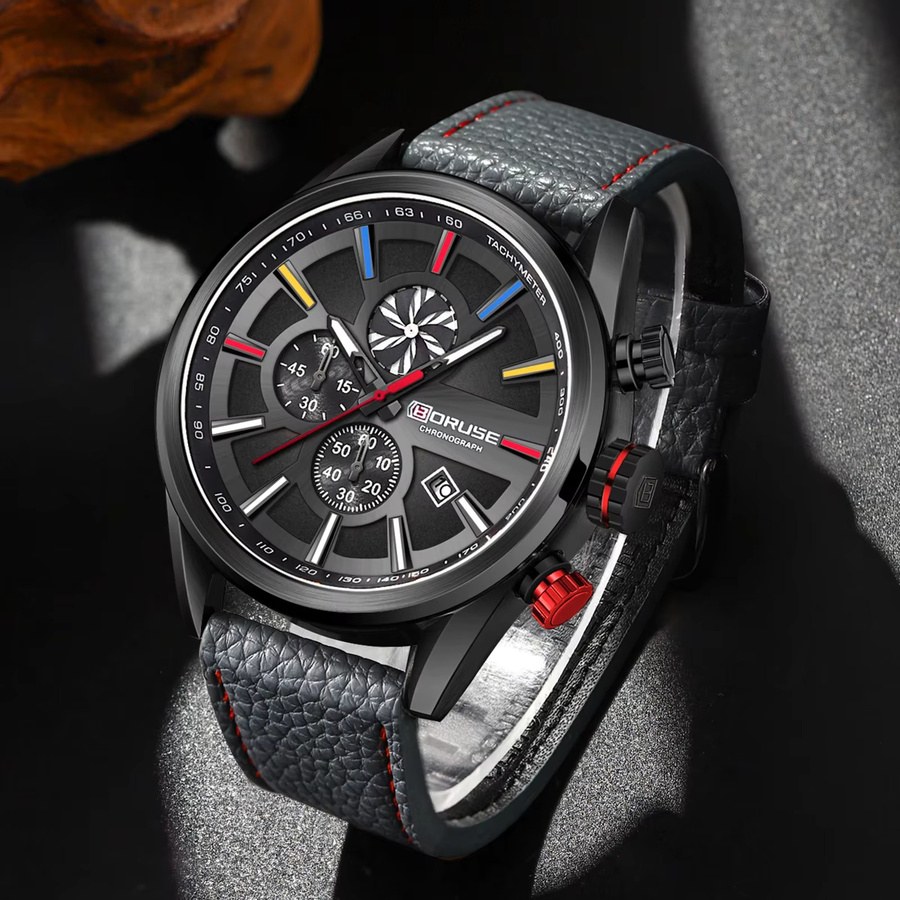 BORUSE Armbanduhr Set, Quarz, Silikon, Schwarz, Herren - Bild 2