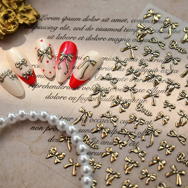 NAILFYOU Nagelkunst-Aufkleber, Goldene Metallic Schleifen - Bild 1