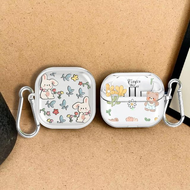 Transparente Kopfhörerhülle mit Blumen und kleinen Tieren für Samsung Galaxy Buds Live 3 FE 3Pro 4 Pro 2 4Pro - Bild 1