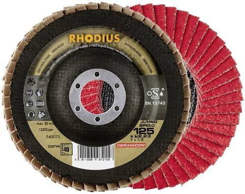Rhodius JUMBO SPEED Fächerschleifscheibe für Edelstahl, Körnung 80, Durchmesser: 125 mm, Bohrungs-Ø: 22,23 mm - Bild 1
