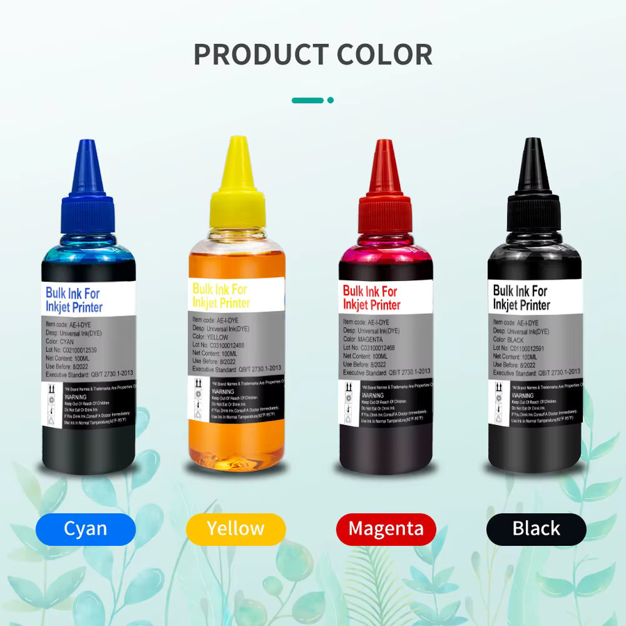 MorePage Universal-Farbtinte Kit für Inkjet-Drucker, 4 Farben (Schwarz, Cyan, Magenta, Gelb), 4 x 100 ml - Bild 3