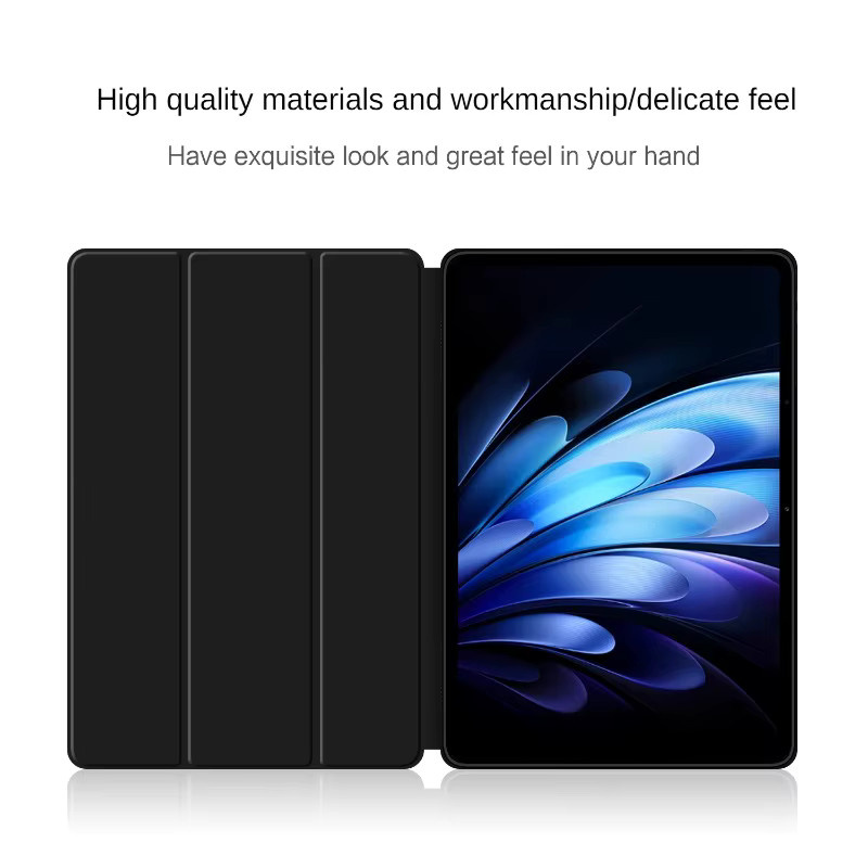 Smart Case für Vivo Pad 5 Pro 13 Zoll 2025 in Schwarz mit Tri-Folding Magnetic Leather Stand und TPU Soft Back Shell - Bild 3
