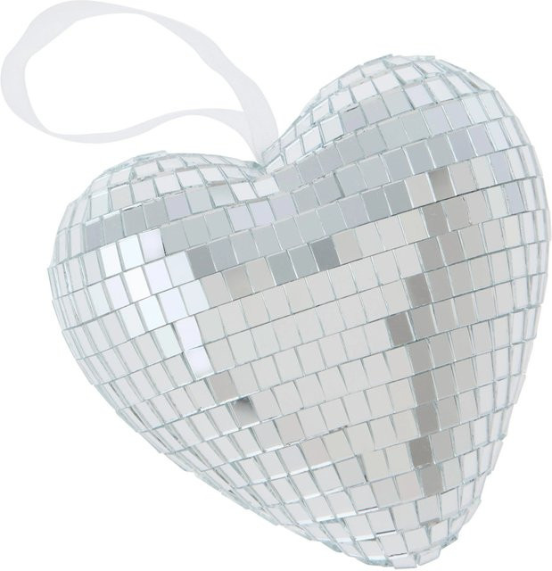Mömax Dekohänger Disco in Silber, 2-teiliges Set aus Glas mit Herz-Design - Bild 1