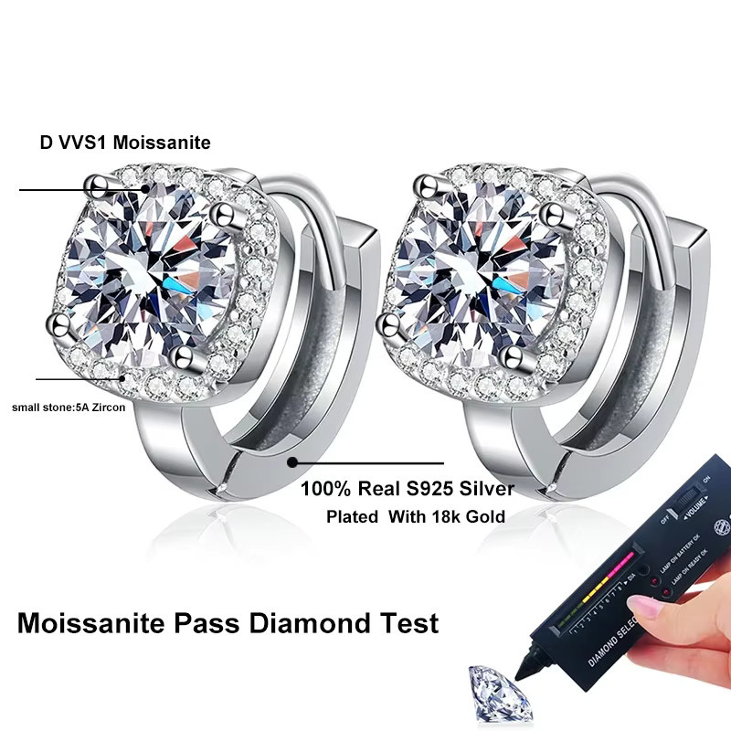 NeeTim Creolen-Ohrringe, 925 Silber, Moissanit, Damen - Bild 3