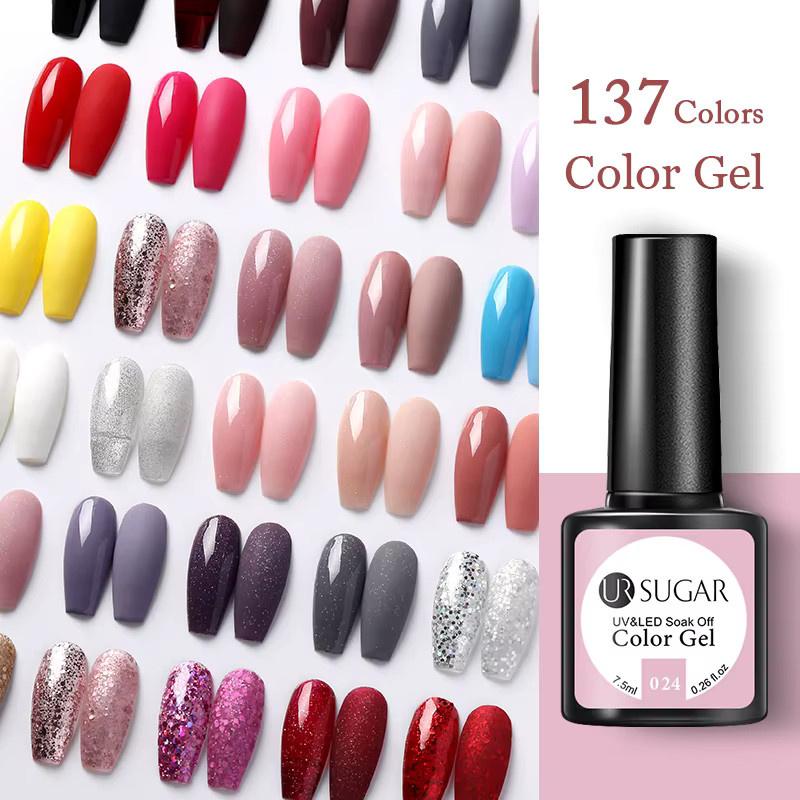 UR SUGAR Gel Nagellack, Nude Pink, Schimmernd, 7,5 ml - Bild 1