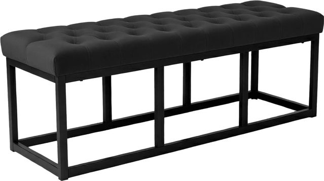 DELUKE Sitzbank MERIDA aus Samt in Schwarz, gesteppt, B/T/H: 120 x 37 x 42 cm - Bild 1