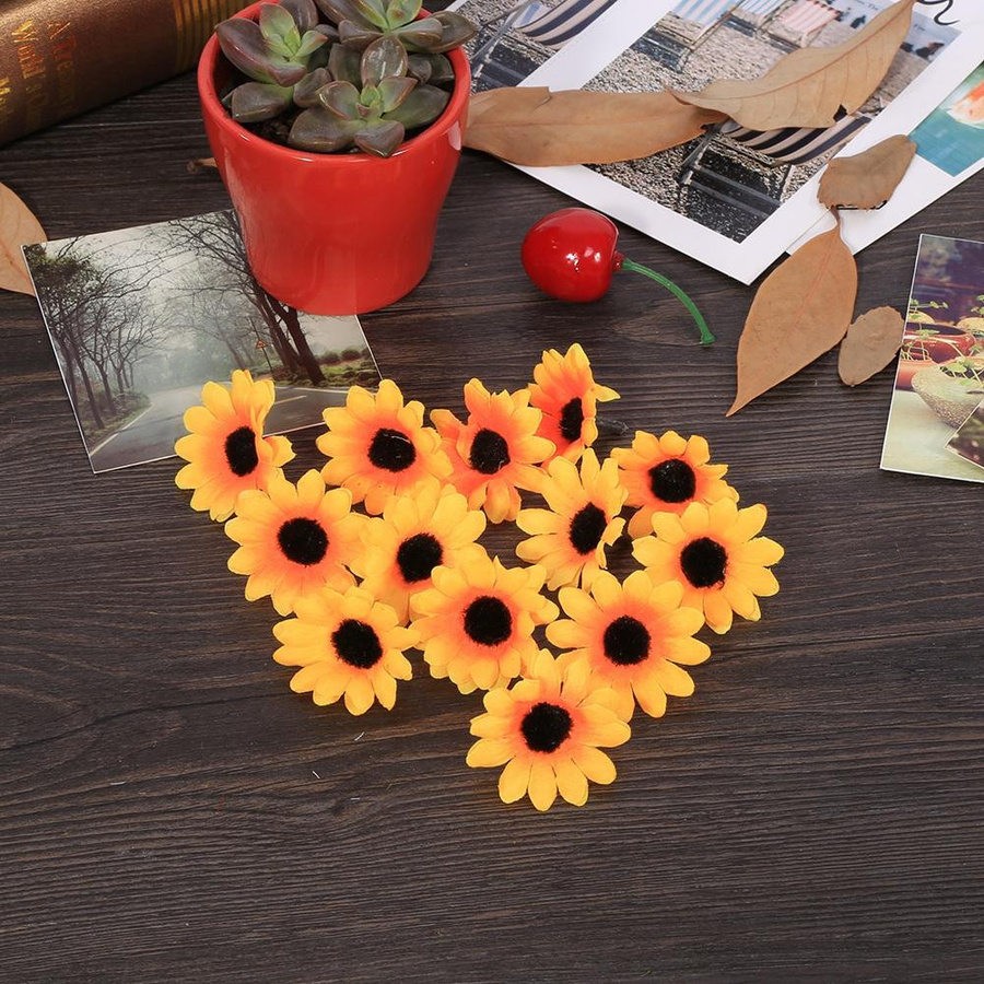 100 Stück Künstliche Stoffblumenköpfe in 11 Farben als Gänseblümchen und Gerbera für deine DIY Dekoration und Hochzeit von Painter, Orange - Bild 3